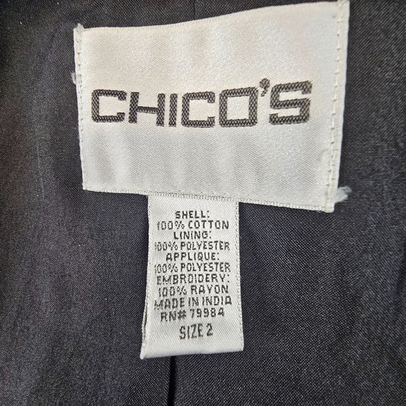 Chico's Jacket Women's 2 Multicolor Embroidered Sequined Art-to-Wear Button - Picture 11 of 12